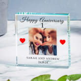 Thumbnail 1 - Personalised 1st Wedding Anniversary Photo Upload Glass Token