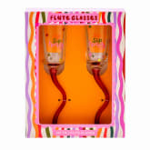 Thumbnail 3 - Raspberry Blossom Set of 2 Wavy Stem Flute Glasses