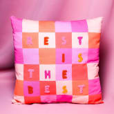 Thumbnail 1 - Raspberry Blossom Cushion - "Rest Is The Best"