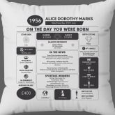 Thumbnail 3 - Personalised The Day You Were Born - 70th Birthday Cushion