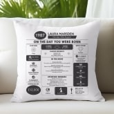 Thumbnail 1 - Personalised The Day You Were Born Birthday Cushion