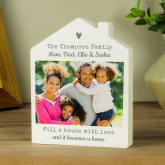 Thumbnail 1 - Personalised Grey Heart Photo Upload Wooden House Ornament