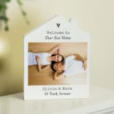 Thumbnail 3 - Personalised Grey Heart Photo Upload Wooden House Ornament