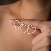 Thumbnail 4 - Personalised Sterling Silver Plated Three Hearts Necklace