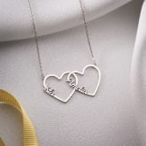 Thumbnail 6 - Personalised Sterling Silver Plated Three Hearts Necklace
