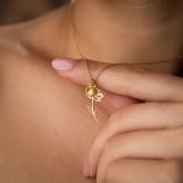 Thumbnail 2 - Birth Flower Necklace with Birthstone