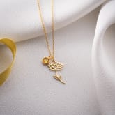 Thumbnail 4 - Birth Flower Necklace with Birthstone