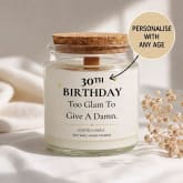 Thumbnail 1 - Personalised Birthday Candle - "Too Glam to Give a Damn"