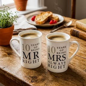10 Years Of Mr Right and Mrs Always Right Mugs