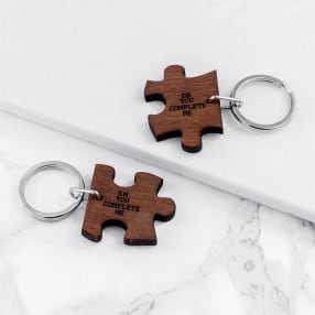 Personalised You Complete Me Couples Jigsaw Keyring