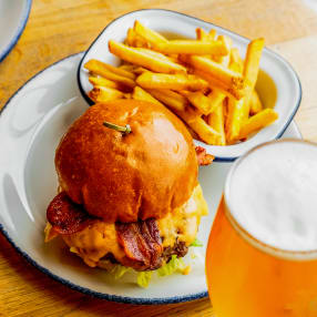 Gourmet Burger Meal and a Craft Beer for Two