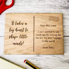 Personalised Wooden It Takes A Big Heart To Shape Little Minds Postcard