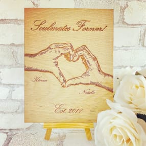 Personalised Wooden Heart Hands Plaque