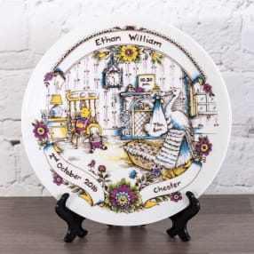 Personalised Heron China Birth Plate
