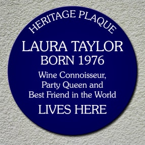 Personalised Spoof Blue Heritage Plaque