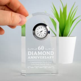 Personalised Engraved Diamond Wedding Anniversary Mantel Clock