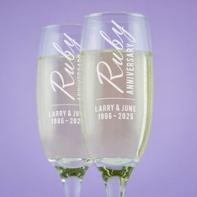 Personalised Ruby Anniversary Champagne Flutes