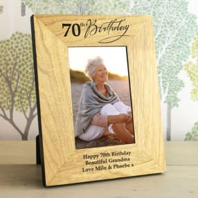 Personalised 70th Birthday Wooden Photo Frame