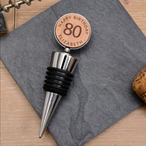 Personalised 80th Birthday Wooden Bottle Stopper