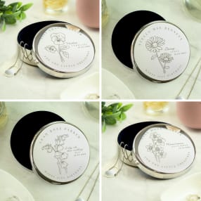 Personalised Birth Flower Round Trinket Boxes