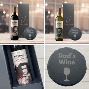 19 Crimes Red Wine & Sauvignon Blanc Gift Sets with "Dad's Wine" Slate Coaster