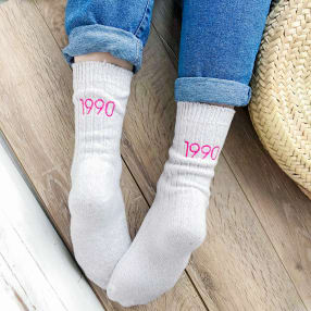Personalised Birth Year Embroidered Snug Socks
