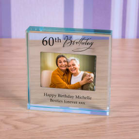 Personalised Happy 60th Birthday Photo Upload Glass Token