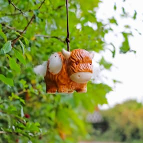 Hanging Ceramic Cow with Wool