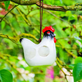 Hanging Ceramic Chicken with Wool