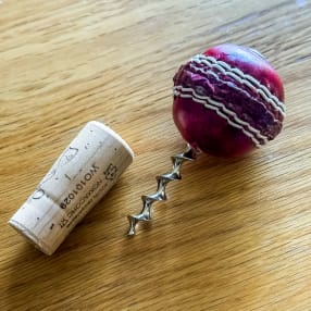 Red Leather Mini Cricket Ball Wine Bottle Opener