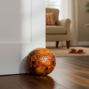 Distressed Faux Leather Football Doorstop
