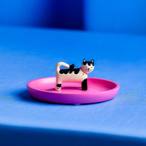 Raspberry Blossom Cat Trinket Dish