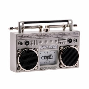 Miniature Silver Radio Clock
