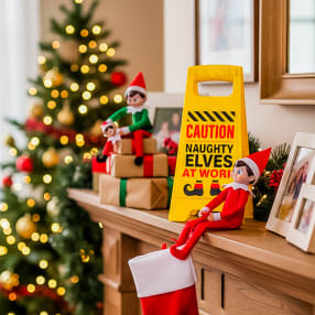 Desk Warning Sign - Naughty Elves at Work