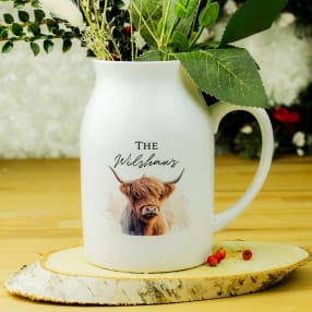 Personalised Highland Cow Flower Jug