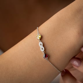 Infinity Bracelet with Heart Birthstones