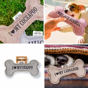 "I Love my Dog" Breed Squeaky Dog Toys