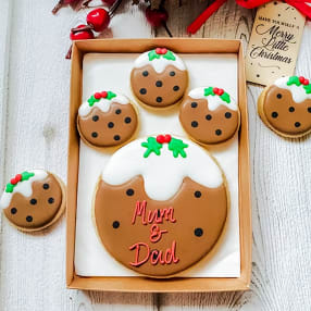 Personalised Christmas Puds - Hand-Iced Cookie Letterbox Gift