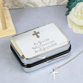 Silver Cross Necklace in Personalised Box