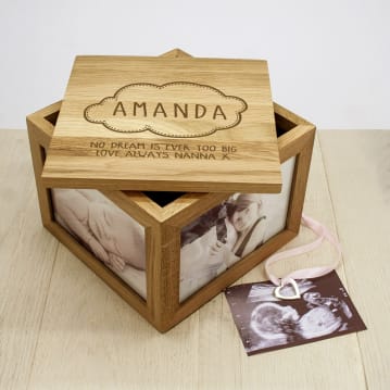Personalised Name in Cloud Oak Photo Keepsake Box