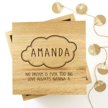 Personalised Name in Cloud Oak Photo Keepsake Box