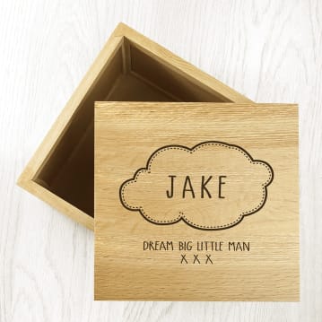 Personalised Name in Cloud Oak Photo Keepsake Box