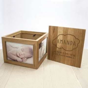 Personalised Name in Cloud Oak Photo Keepsake Box