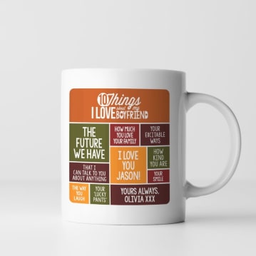 Personalised 10 Things I Love About My Boyfriend Mug