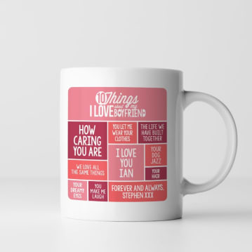 Personalised 10 Things I Love About My Boyfriend Mug