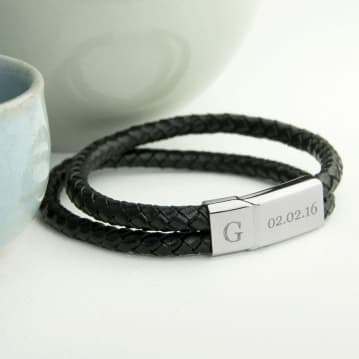 Personalised Men's Dual Leather Bracelet