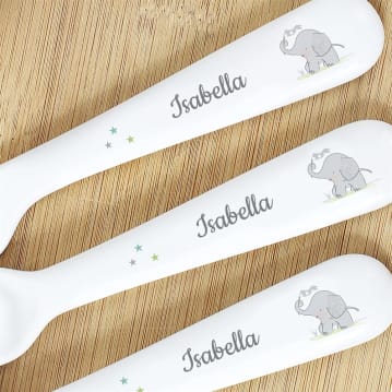 Personalised First Cutlery Set with Elephant Design