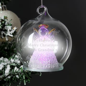 Personalised Christmas Message LED Angel Bauble