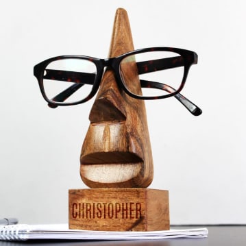 Personalised Wooden Glasses Nose-Shaped Holder