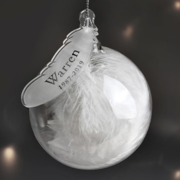 Personalised Glass Feather Bauble 